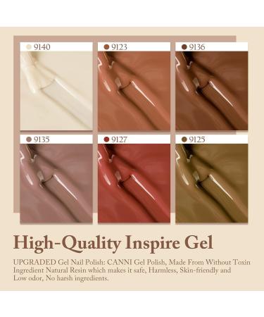 CANNI Brown Nude Gel Nail Polish Set - 6 Colors (9ML) for Brown Skin Tone | Soak Off UV LED DIY Manicure & Winter Nail Salon Essentials - Buy Online on GoSupps.com