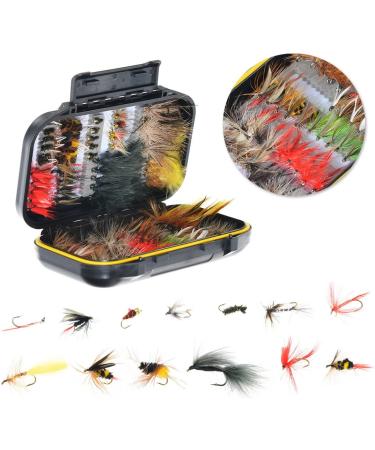 FISHINGSIR Fly Fishing Flies Kit - 100 Handmade Dry/Wet Flies + Waterproof Fly Box - Must-Have Series for Streamer, Nymph, and Emerger - Buy Online on GoSupps.com