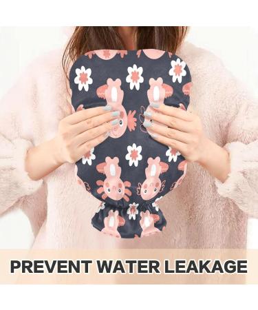 Axolotl Hot Water Bottle with Daisy Motif | 1L Plush Winter Warmer for Kids Adults & Families - Buy Online on GoSupps.com