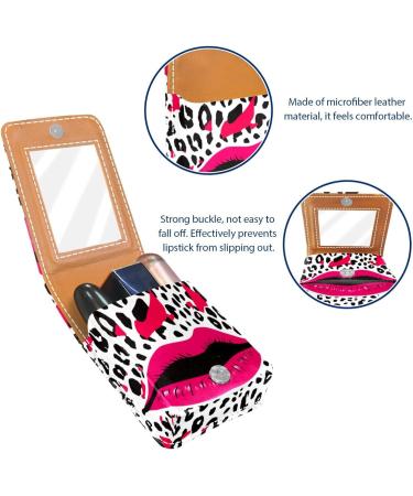 Travel Lipstick Organizer Case with Mirror | Portable Makeup Bag - Contemporary Abstract Leopard Design - Buy Online on GoSupps.com