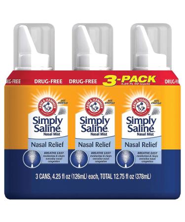 Simply Saline Adult Nasal Mist, Original, Giant Size, special Multisize of 3 Pack (4.25 Oz each)