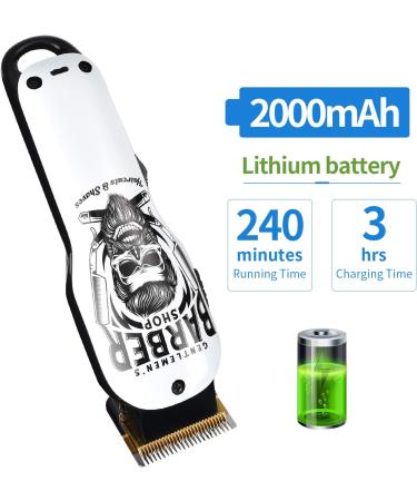 BESTBOMG Professional Cordless Hair Clippers Kit with 6 Guide Combs - Rechargeable Beard Trimmer for Men/Father/Husband/Boyfriend - Y4-White - Buy Online on GoSupps.com