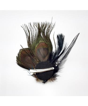 Yueton Faux Peacock Feather Hair Clip Pin - Bridal Wedding Dance Party Accessory - Buy Online on GoSupps.com
