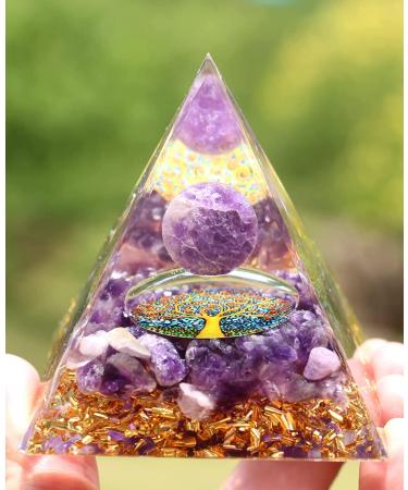 WEIENSC Orgone Pyramid - Healing Crystals Stone Energy Generator for Yoga Reiki Meditation - Tree of Life Amethyst - Buy Online on GoSupps.com