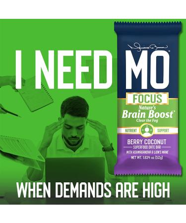 MO FOCUS BARS - All-Natural Superfood Date Bar with Ashwagandha & Lion's Mane - Berry Coconut (12 Bars) - Buy Online on GoSupps.com