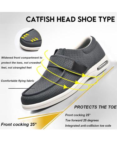 Men's Wide Width Adjustable Walking Shoes for Diabetic Feet - Black/Gray - Buy Online on GoSupps.com