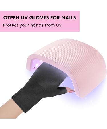 OTPEH UV Gel Light Protection Fingerless Manicure Gloves - Black - Buy Online on GoSupps.com