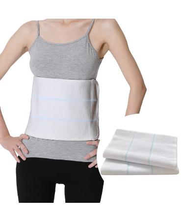 S SIWEI 2 Pack Abdominal Binder Post Surgery Stomach Compression for Men and Women Postpartum Tummy Tuck Belt Belly Band Stomach Wrap High Elasticity Breathable - (30 - 45) 3 PANEL - 9 (2 Pack) 30-45 WHITE