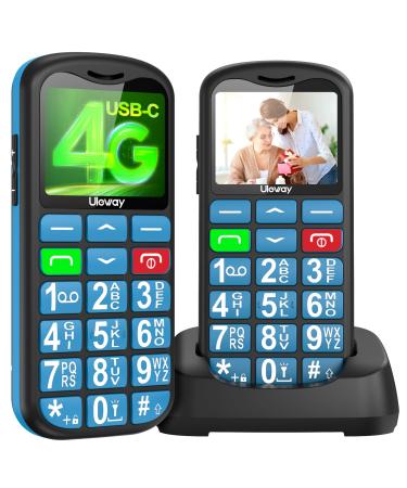 Uleway 4G senior cell phone mobile phone without a contract seniors cell phone with large buttons pensioner cell phone big key cell phone with USB-C 1.7 inch LCD SOS function flashlight charging station use of the nano-SIM - Buy Online on GoSupps.com