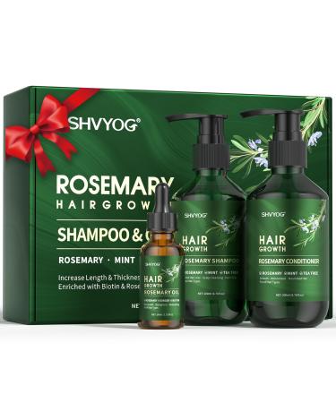Rosemary Shampoo and Conditioner Set Rosemary Hair Growth Oil with Biotin and Mint Organic Rosemary Anti-Hair Loss Shampoo and Conditioner Scalp Care 200ml*2+30ml