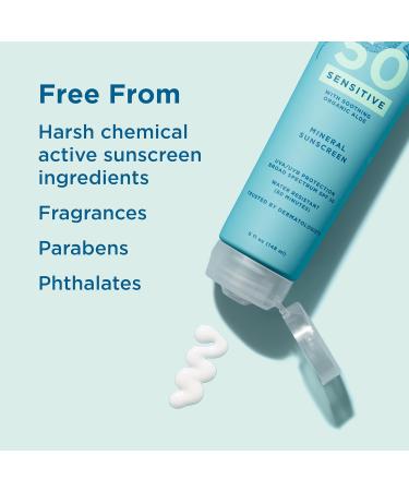 Blue Lizard Sensitive Mineral Sunscreen SPF 50+ with Zinc Oxide - Water Resistant UVA/UVB Protection - Fragrance Free - 5 Fl Oz (Pack of 1) - Buy Online on GoSupps.com