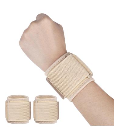 Yasdyri wrist bandages 2 pieces of elastic adjustable carpal tunnel wrist support for left right wrist band for sports fitness arthritis tendonitis (beige) - Buy Online on GoSupps.com