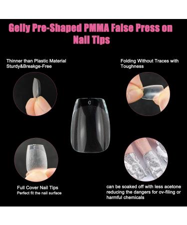 Hrcprd XXS Coffin Soft Gel Full Cover Nail Tips - 600PCS Pre-buff Half Matte False Nails for Extensions & DIY Nail Art - Buy Online on GoSupps.com