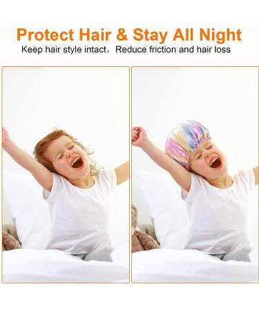 OIIKI 2PCS Kids Silk Bonnets - Colorful Sparkle Adjustable Caps for Soft Night Sleep - Hair Protect Accessories for Children - Buy Online on GoSupps.com