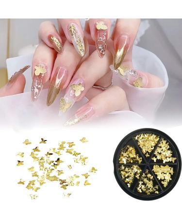 Gold Butterfly Nail Art Charms Stickers - 3D Metallic Glitter Sequins for DIY Manicure - Buy Online on GoSupps.com