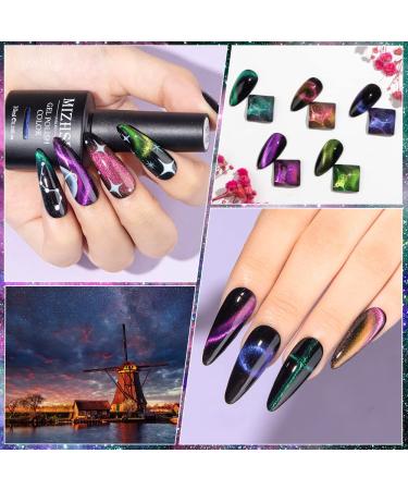 MIZHSE 9D Cat Eye Gel Nail Polish Set | Chameleon Magnetic Effect | 10ml (9D Collection 1) 6Pcs - Buy Online on GoSupps.com