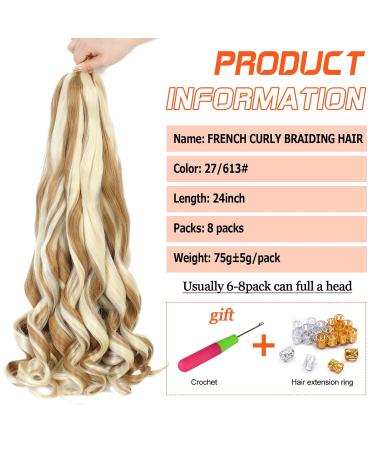 DT Cheryl French Curls Braiding Hair - 8 Pack Pre-Stretched 24 Inch Loose Wave Synthetic Extensions (27/613#) - Perfect for Braids & Styling - Buy Online on GoSupps.com