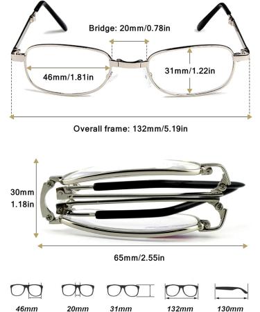 Shop Lanomi Mini Foldable Reading Glasses for Men & Women - Stylish Metal Design 1.0 to 4.0 Diopters Case Included | 1er/2er/4 Pack Available - Buy Online on GoSupps.com