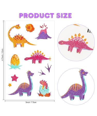 182 Pcs Glitter Dinosaur Temporary Tattoos for Kids - Colorful Dinosaurs Party Supplies by Konsait - Buy Online on GoSupps.com