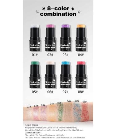 INTEROOKIE Glitter Eyeshadow Stick - 8 Shiny Colors Multifunctional Face Makeup for Stage Performance and Daily Wear (6) - Buy Online on GoSupps.com