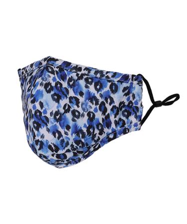 Washable Reusable 3 Layers Cotton Cloth - Blue & White - Leopard Print One Size Fits Most