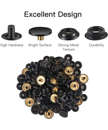 72pcs (18sets) 15MM Snap Fastener Kit - High-Grade Metal Snaps for Leather, Bags, Jeans, Clothes - Black - Buy Online on GoSupps.com