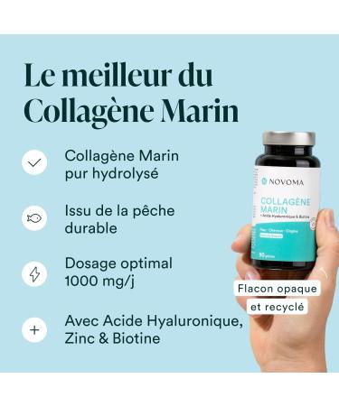 NOVOMA Marine Collagen + Hyaluronic Acid 1000 mg Pure Hydrolyzed Collagen Type 1 & 3 With Vitamin C Zinc and Biotin Skin Beauty Hair & Nails 90 Softgels - Buy Online on GoSupps.com