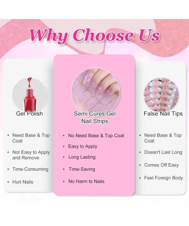 Shop Ceboic Half Hardened UV Gel Strips - 22 Self-Adhesive Nail Wraps | Long-Lasting Salon Quality Pink Purple Glitter Gel Polish for Fingers & Toenails - Buy Online on GoSupps.com