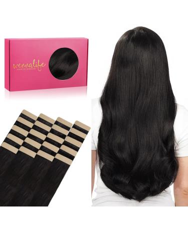 If Salife Tape Extensions Real Hair 20Pcs 40g 30cm 12 inch Natural Black Remy Invisible Tape Extensions silky real hair Extensions Skin Weft Tape In 30cm #1b Natural Black