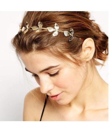 Shegirl Bridal Headband Leaf Greek Goddess Headpiece Dainty Gold Hair Crown Wedding for Bridal and Women
