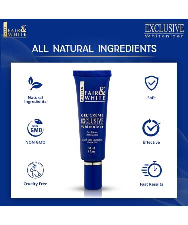 FAIR & WHITE Exclusive Skin Brightening Gel Cream 1 fl oz / 30ml For Face Body Underarms Neck Knees Even Skin Tone - Buy Online on GoSupps.com