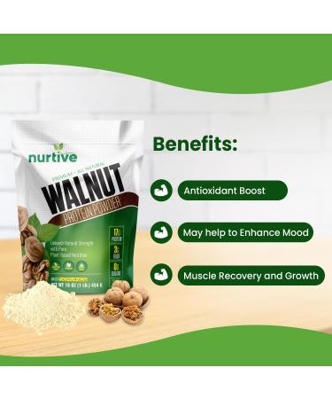 Walnut Protein Powder - Vegan Gluten-Free Omega-3 Rich - 20 Servings - Ideal for Smoothies & Baking - Non-GMO Antioxidant Boost - Buy Online on GoSupps.com