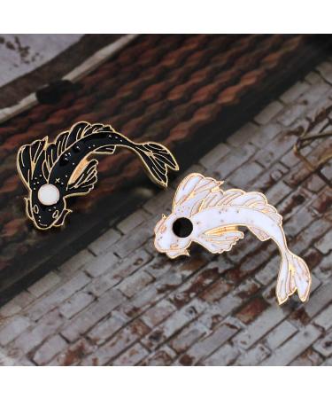 GuassLee Enamel Fish Brooch Pin Set - 2pcs Cute Black and White Cartoon Lapel Pins for Backpacks, Clothes, and DIY Accessories - Buy Online on GoSupps.com