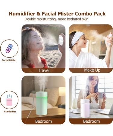 Portable Mini Facial Mister - Rechargeable Double Moisture Humidifier for Night Bedroom Office Car - Super Quiet & Colorful Cool Mist - 2 Modes - Ideal for Daily Makeup & Skin Care - Buy Online on GoSupps.com
