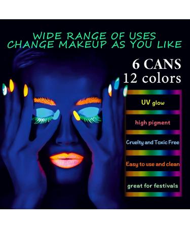 Water Activated UV Glow Neon Cake Eyeliner - 12 Bright Colors for Blacklight Luminous Makeup - Halloween & Club Costume Paint - Buy Online on GoSupps.com