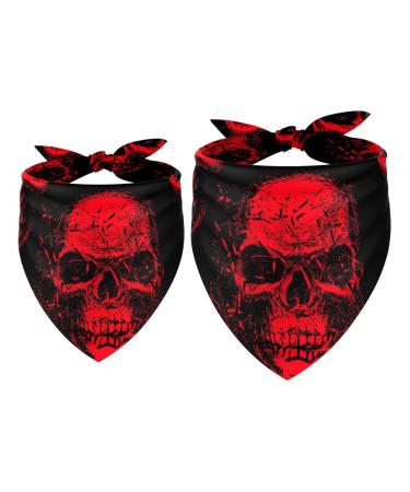 Dog hooks with red skull pattern triangular cloth for small medium-sized and large dogs and cats pet sake triangular cloth bib 2 pieces multi-colored 12