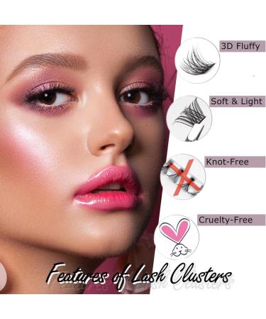 DIY Individual Cluster Lash Extension Kit with Bond and Seal Remover Tweezers | 204 Pcs 10-16mm Natural Light C/D Curl False Eyelashes | Beginner at Home - OP01+OP17 - Buy Online on GoSupps.com