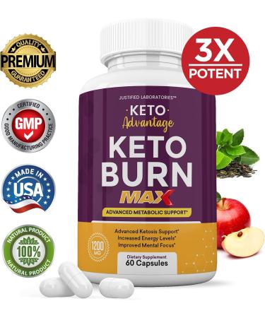 Keto Advantage Keto Burn Max 1200MG with Apple Cider Vinegar & goBHB Exogenous Ketones - 60 Capsules, Ketogenic Supplement for Ketosis Support in Men & Women - Buy Online on GoSupps.com