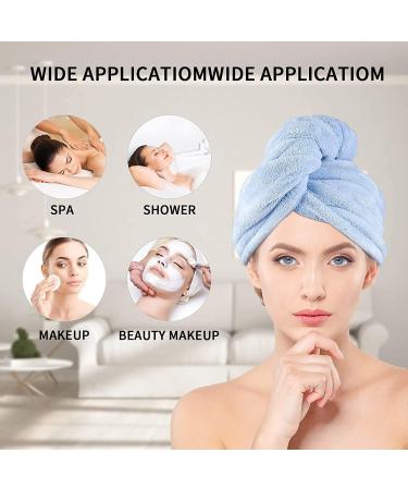 3-Piece Microfiber Hair Turban Towel Set | Quick-Drying Super Absorbent for All Hair Types - White Blue & Pink - Buy Online on GoSupps.com