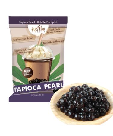Fusion Select Tapioca Pearl - Black Sugar Flavor Quick Cook Tapioca, DIY Boba, Ready in 5 Minutes, Boba Pearls, Bubble Tea Pearl, Milk Tea Topping, Net Weight 8 Ounce (Pack of 1)