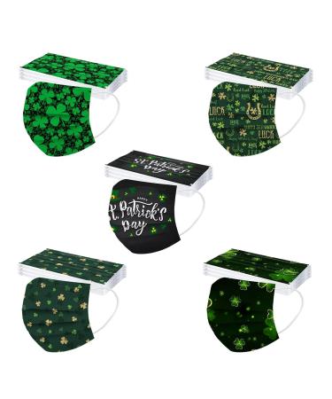 WEXCV 50 pieces of mouth protection adults disposable mouth-nose protection 3-layer motif neckerchief mouth and nose protection staubproof breathable multifunctional scarf scarf for St. Patrick's Day L a b c d e