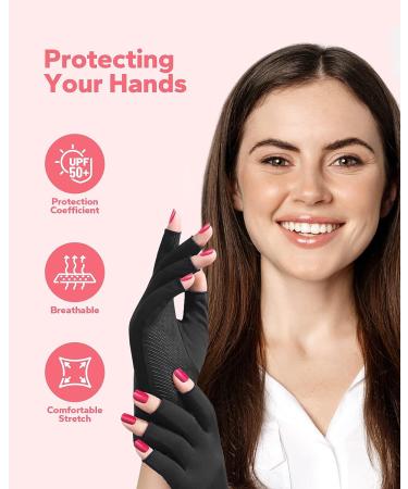 Meto UV Nail Gloves - UPF50+ Professional Fingerless UV Light Gloves for Gel Nails and Skin Protection (Black) - Buy Online on GoSupps.com