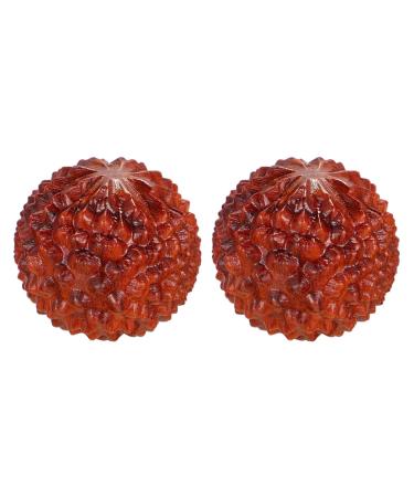 Frcolor 2st carving massage device for foot rolls manual massage desktop decor lychi decoration hand exercise balls handballs for chinese massage ornaments rosewood wood