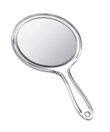 Queekay Clear Double Sided Handheld Mirror 1x/2x Magnification Mirror with Handle Cosmetic Mirror Makeup Travel Rounded Makeup Mirror