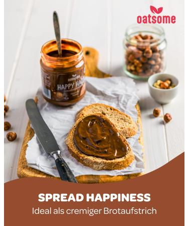 Oatsome Happy Hazel | Vegan Hazelnut Cocoa Spread | 100% Natural Palm Oil Free | Bio & Healthy Breakfast Spread | 200g - Buy Online on GoSupps.com