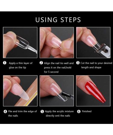 500 Pieces Ballerina Fake Nails - Acrylic Artificial Nail Tips in Clear Box Long Coffin Shape 10 Sizes - Buy Online on GoSupps.com