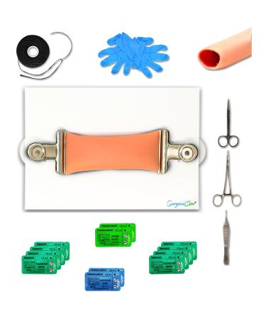 SurgicalSim Bowel Anastomosis Suture Practice Kit End-to-End Techniques Includes 1.2" Diameter Intestinal Model Tool Kit Threads Ideal for Practice