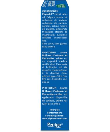 PHYTOSUN AROMS - Heartburn and Acid Reflux - Natural Mint Flavor - Sugar Free - 20 Chewable Tablets - Buy Online on GoSupps.com