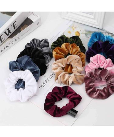 12-Piece Velvet Hair Rubber Bands with Zip Pocket - Stylish Elastic Hair Ties for Women & Girls | Perfect Gift & Hair Accessories - Buy Online on GoSupps.com