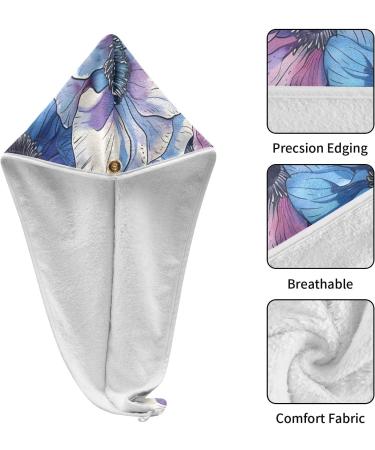 Exotic Anemone Flower Hair Towel 2 Pack | Super Absorbent Quick-Dry Hair Turbans for Women & Girls - Buy Online on GoSupps.com